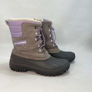 Lands End Youth 6M Winter Snow Boots Gray Purple Insulated All Weather Waterprof